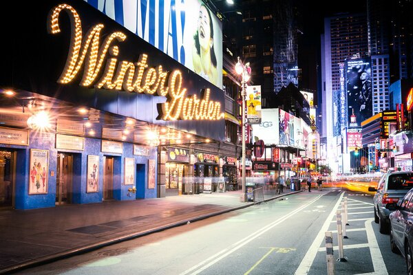 New York skyscrapers shine with bright signs