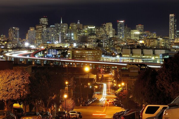 Panoramas of the night streets of San Francisco