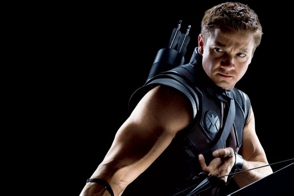 A shot from the movie The Avengers with Jeremy Renner