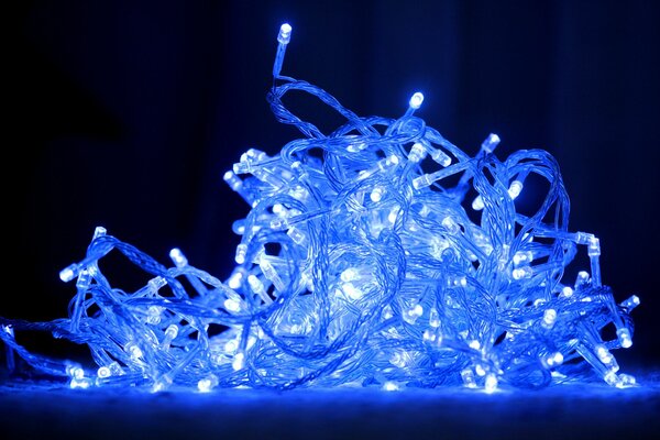 Christmas garland, blue lights