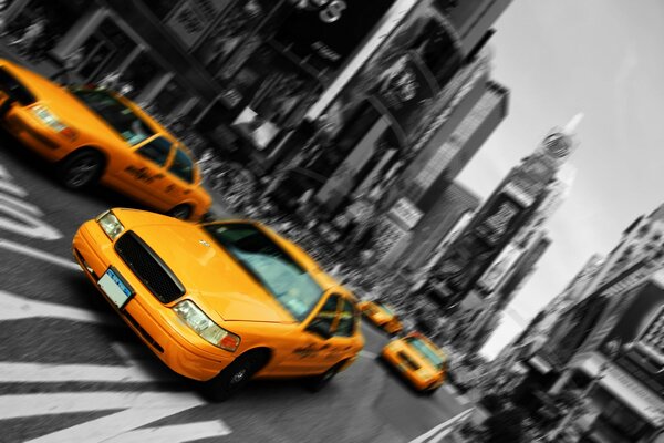 New York taxis sur la route