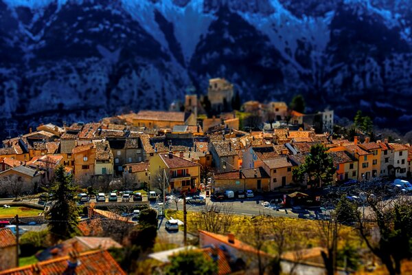 Alpine beautiful village at dawn