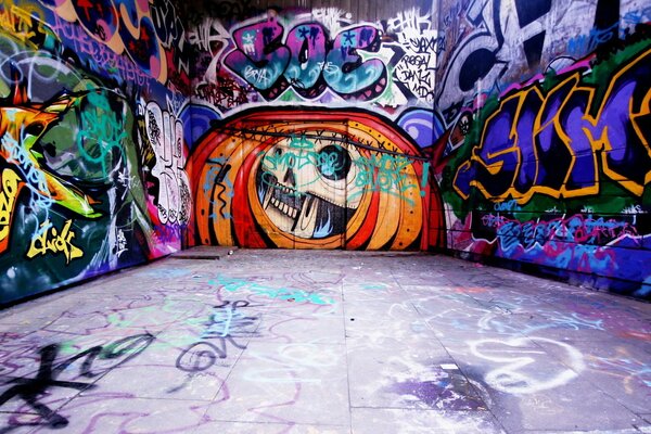 Graffiti on the walls. Stylish and modern