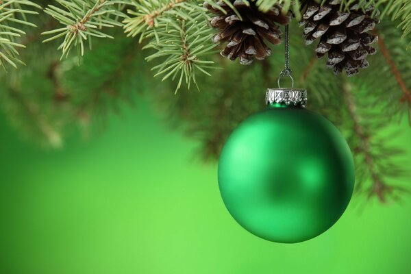 Jouet de Noël vert sur l arbre de Noël