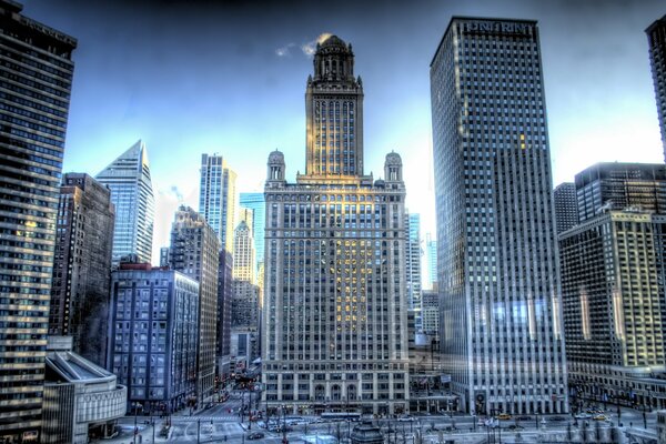 Gratte-ciel de la ville de l Illinois dans la neige