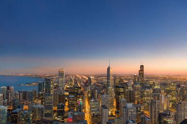 Panorama de Chicago nocturne