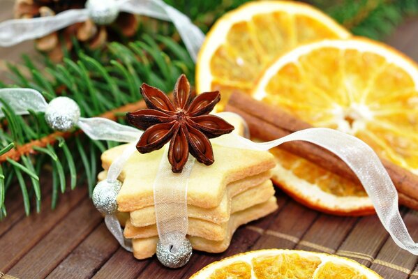 Christmas cookies with star anise, cinnamon and star anise