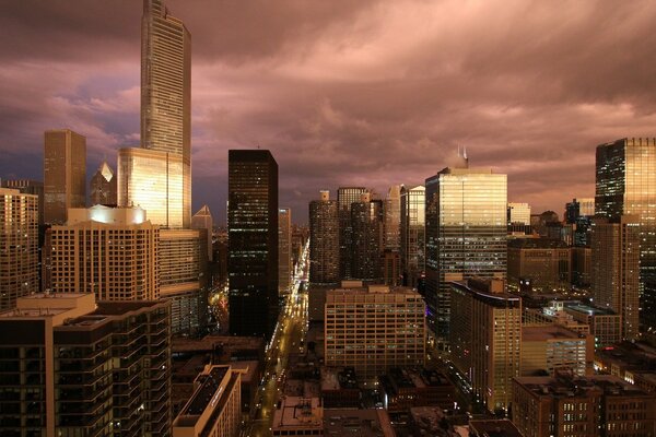 Wolkenkratzer Chicago Großstadt, Häuser Gebäude