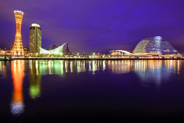 Night lighting of the city of Kobe in Japan