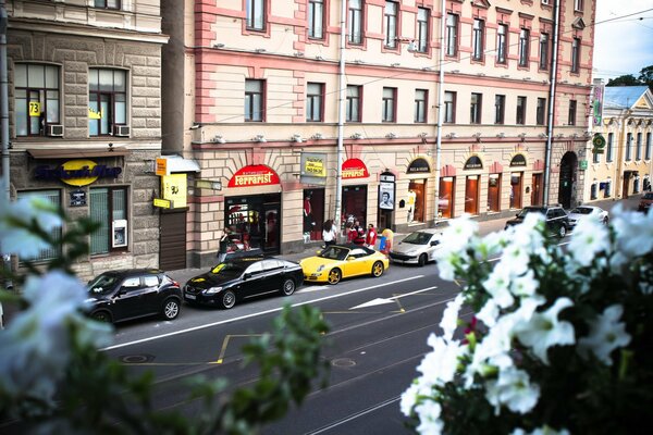 Russia St. Petersburg, St. Petersburg, St. Petersburg on the street of Porsche cars