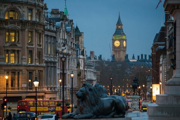 Evening streets of London