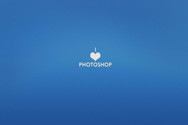 Logo bianco I love photoshop su sfondo blu