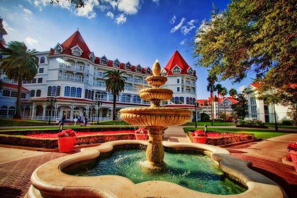 Die Welt von Walt Disney kann Windemir oder Disney Great Florida Resort noch Disneywald sowie ein Resort und ein Brunnen sein