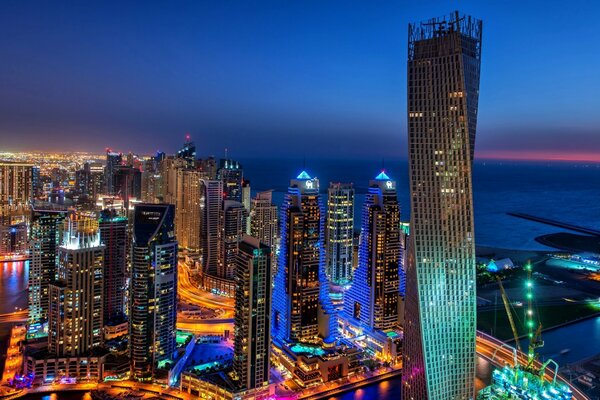 Panorama of Dubai high-rise buildings