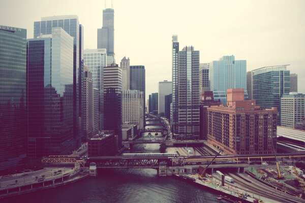 The city of Chicago full view from above