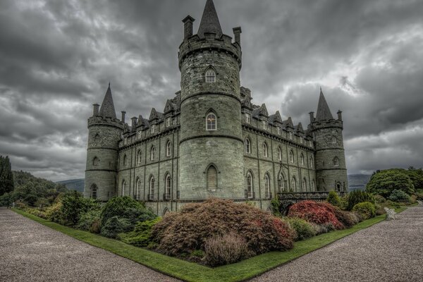 Scotland s Castle under gloomy clouds