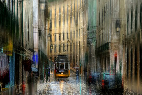 Raindrops on the streets of Lisbon