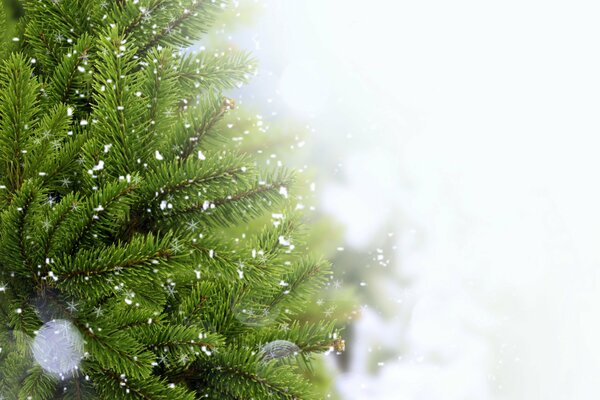 Árbol de Navidad en la nieve ramas brillantes