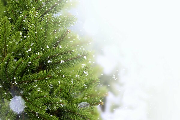 Arbre de Noël dans la neige branches scintillantes