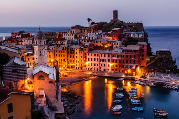 Evening Italy. Gulf of Genoa