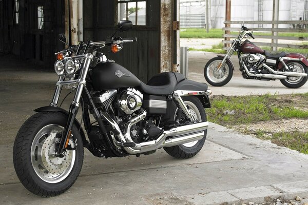 Harley davidson motorcycle, bike on the street in good condition