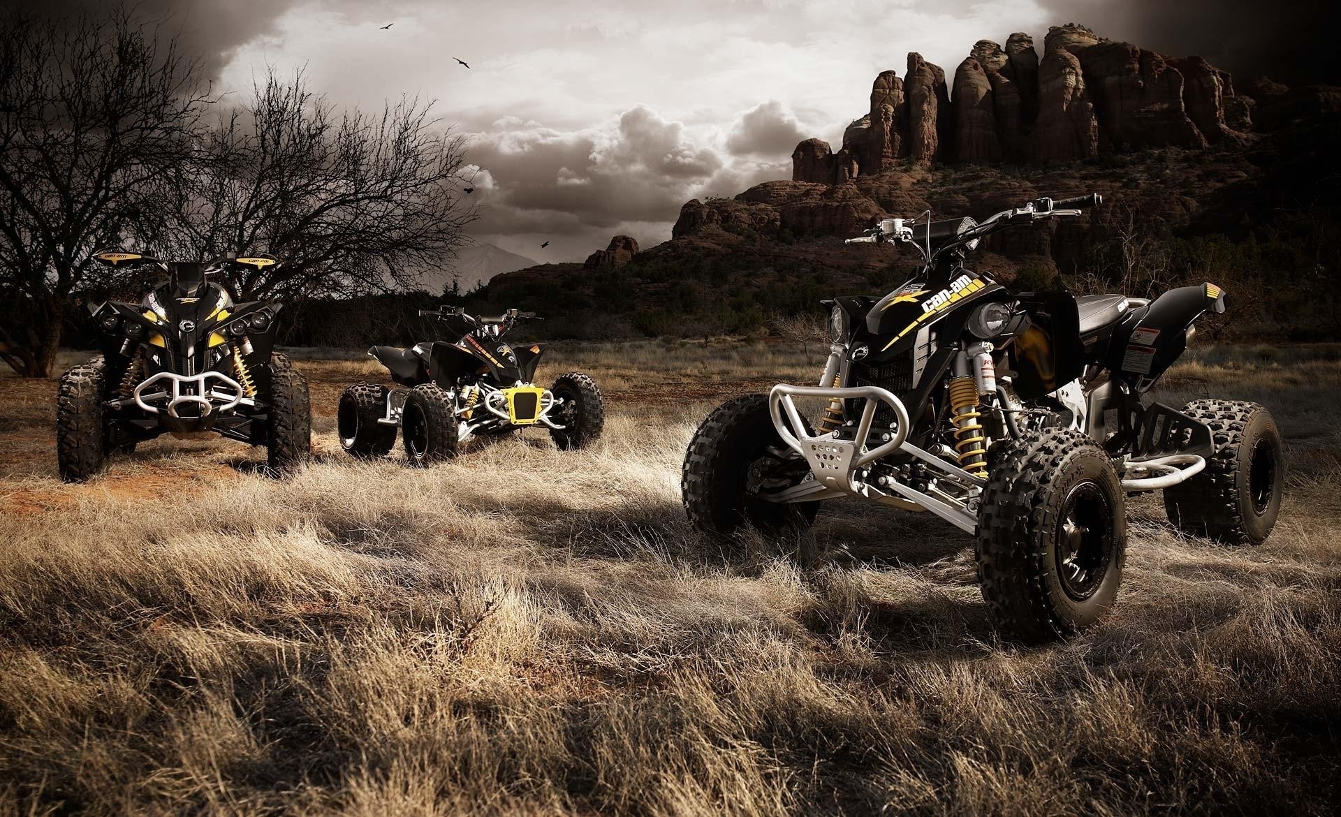 clouds freight tree the storm atv the field rock