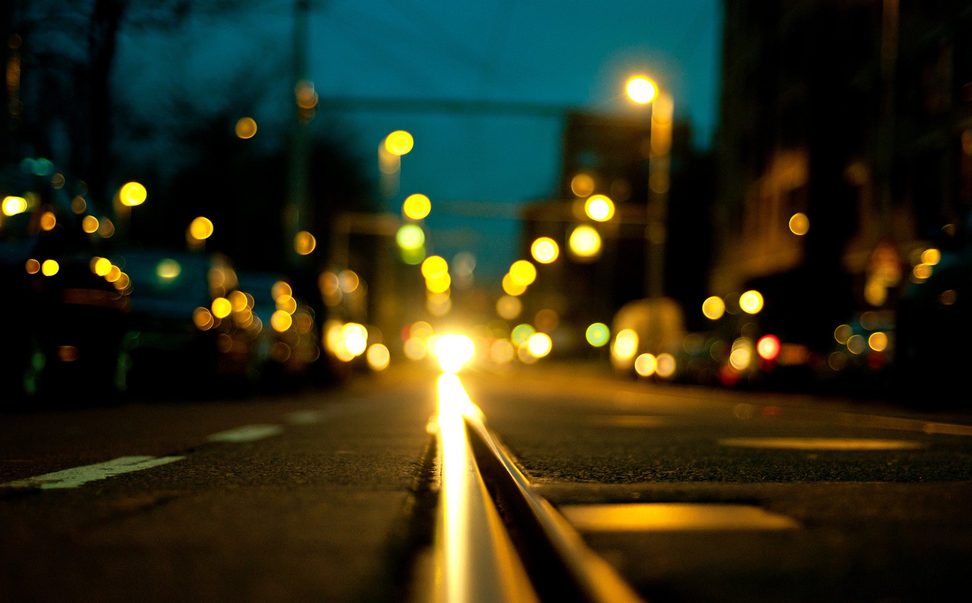 rotterdam south holland netherlands city night street lights bokeh road asphalt cars transport