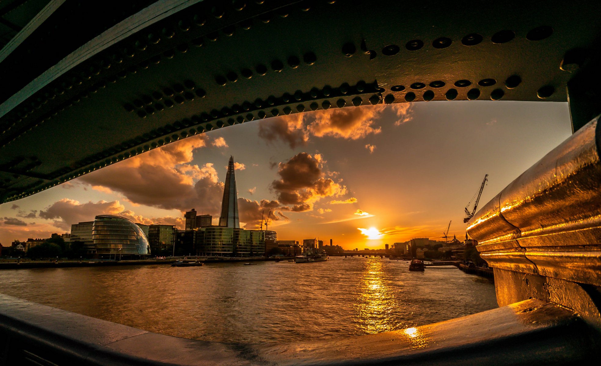 londres pont rivière soleil coucher de soleil