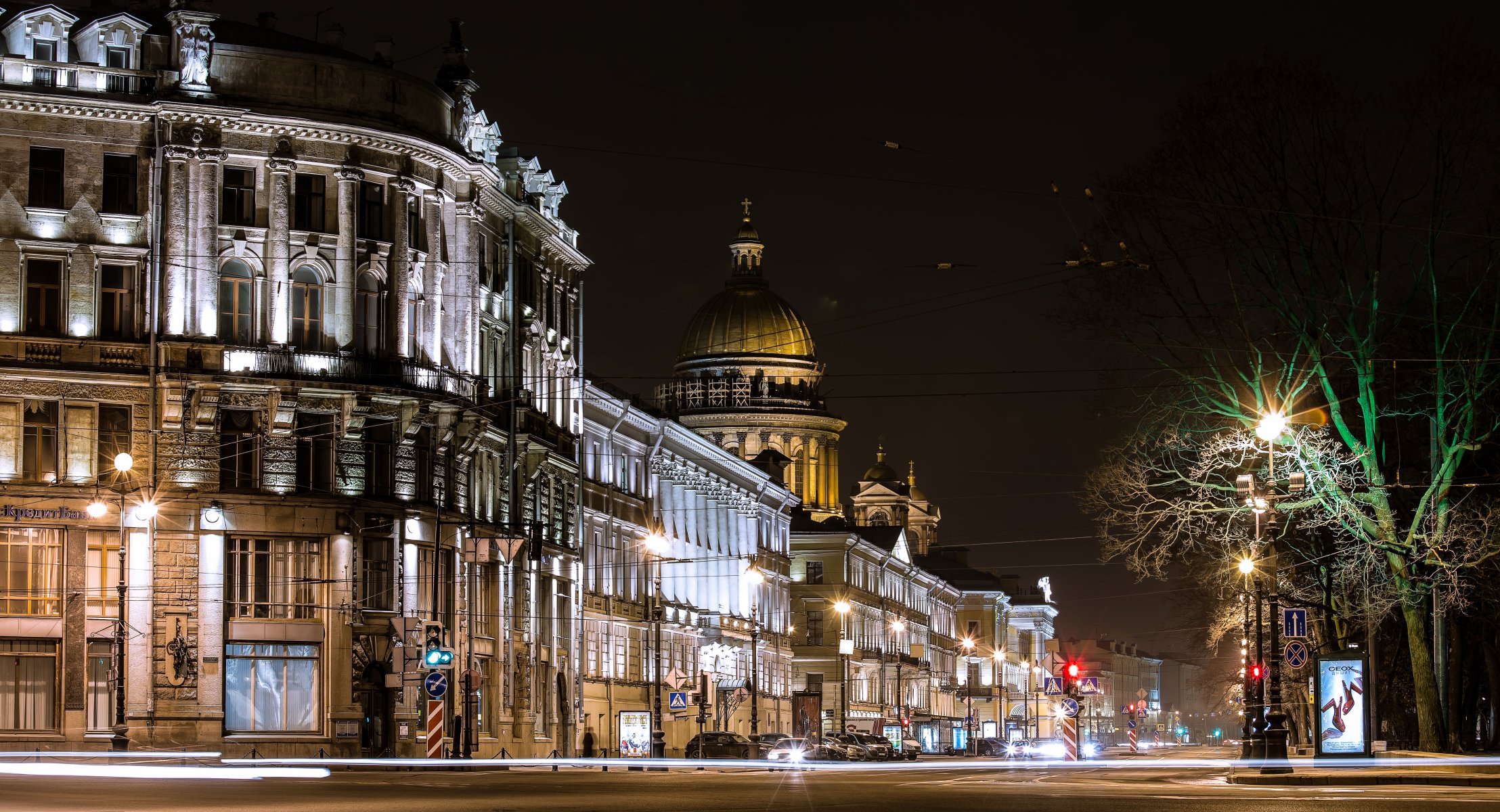 saint-pétersbourg peter russie nuit lumières lanternes route rue