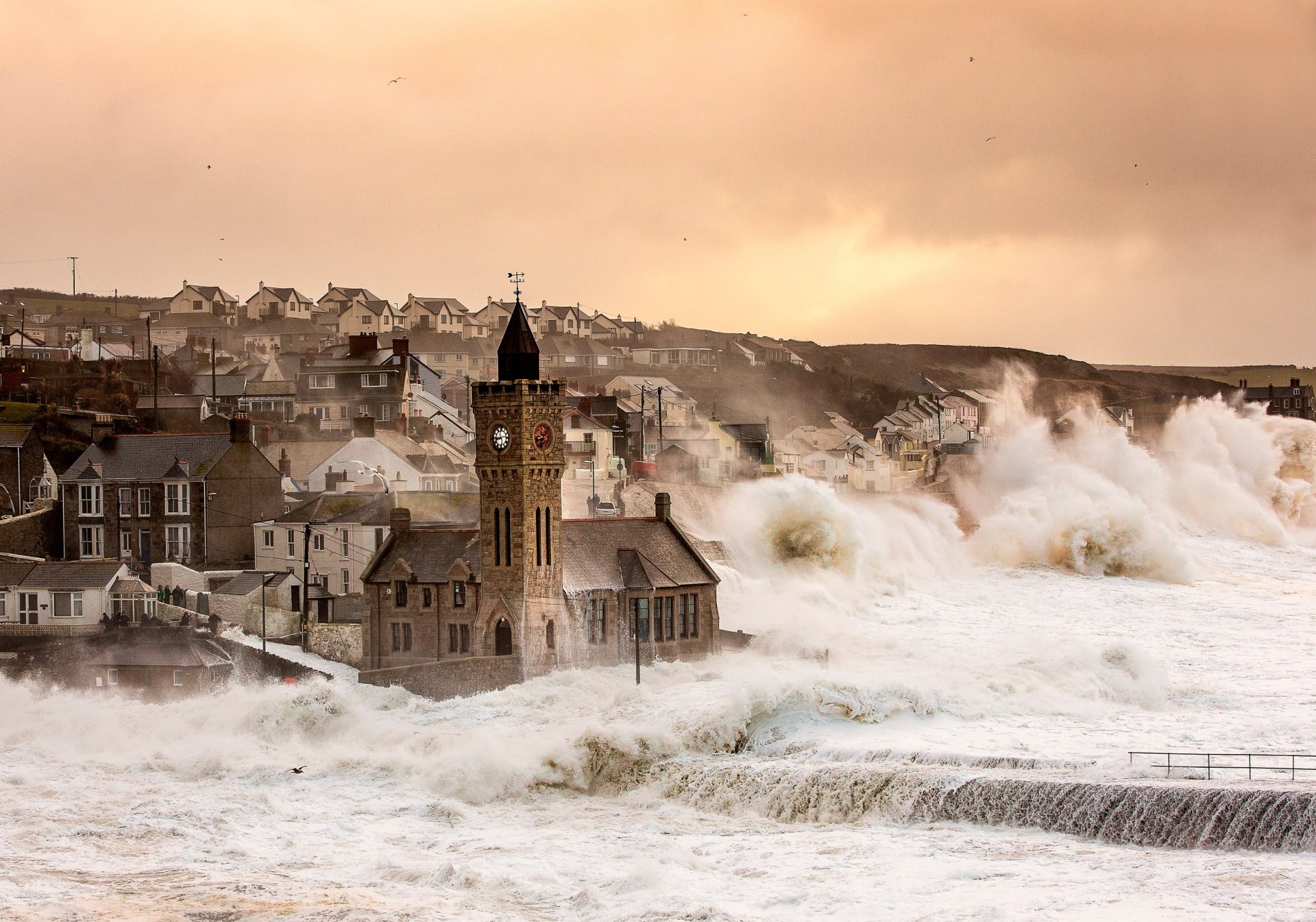 porthleven england großbritannien sturm