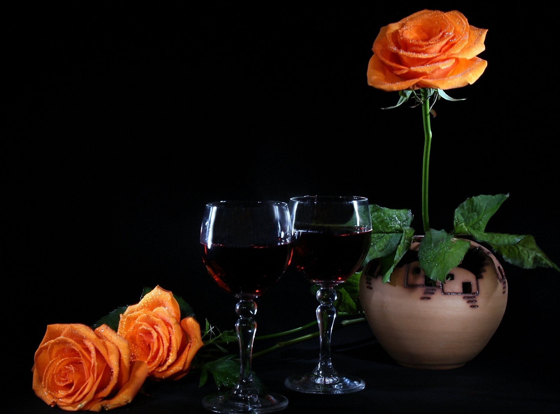 roses vin verres à vin humeur