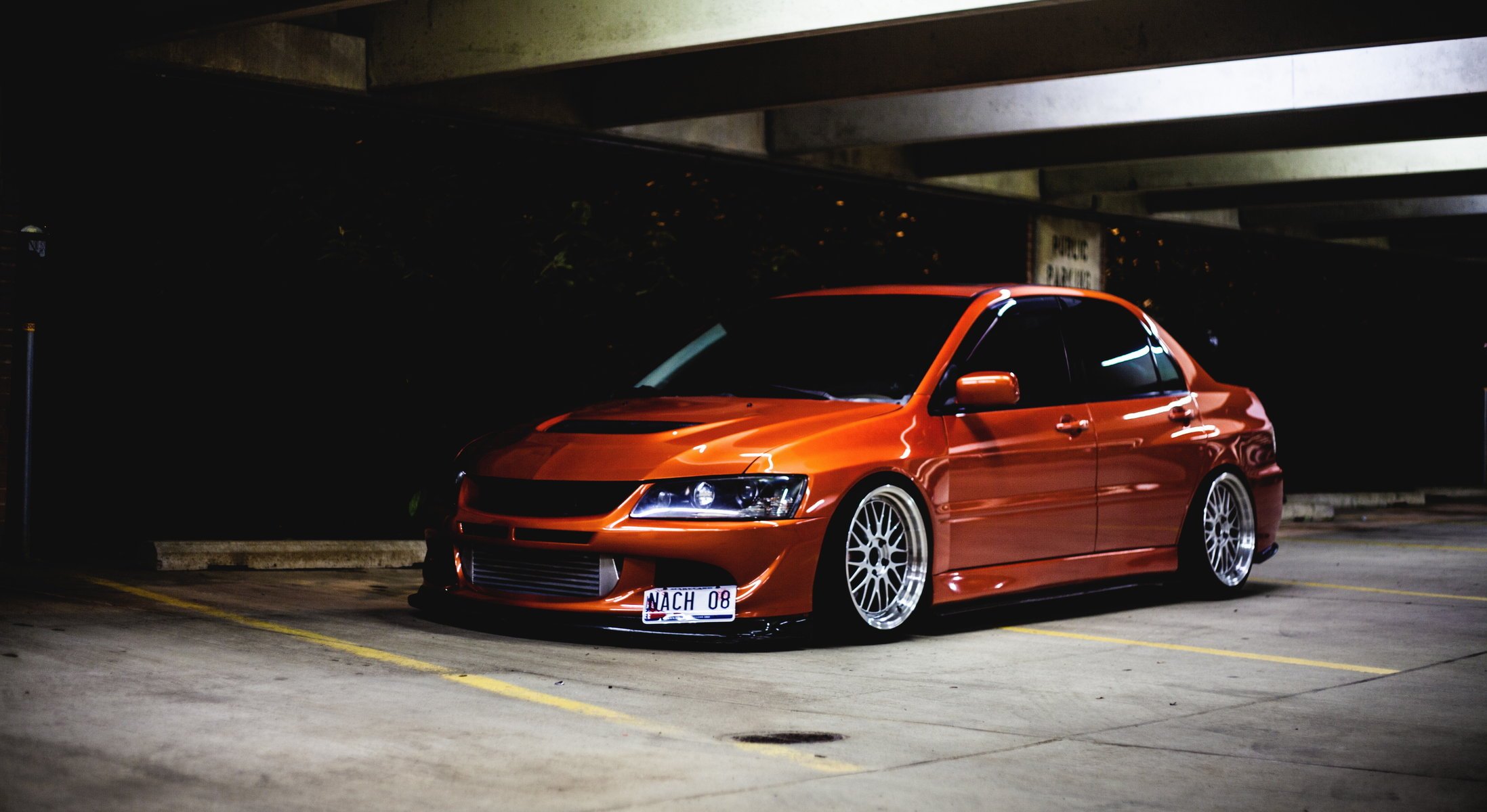 orange lancer evo ix tuning mitshubishi evolution low front