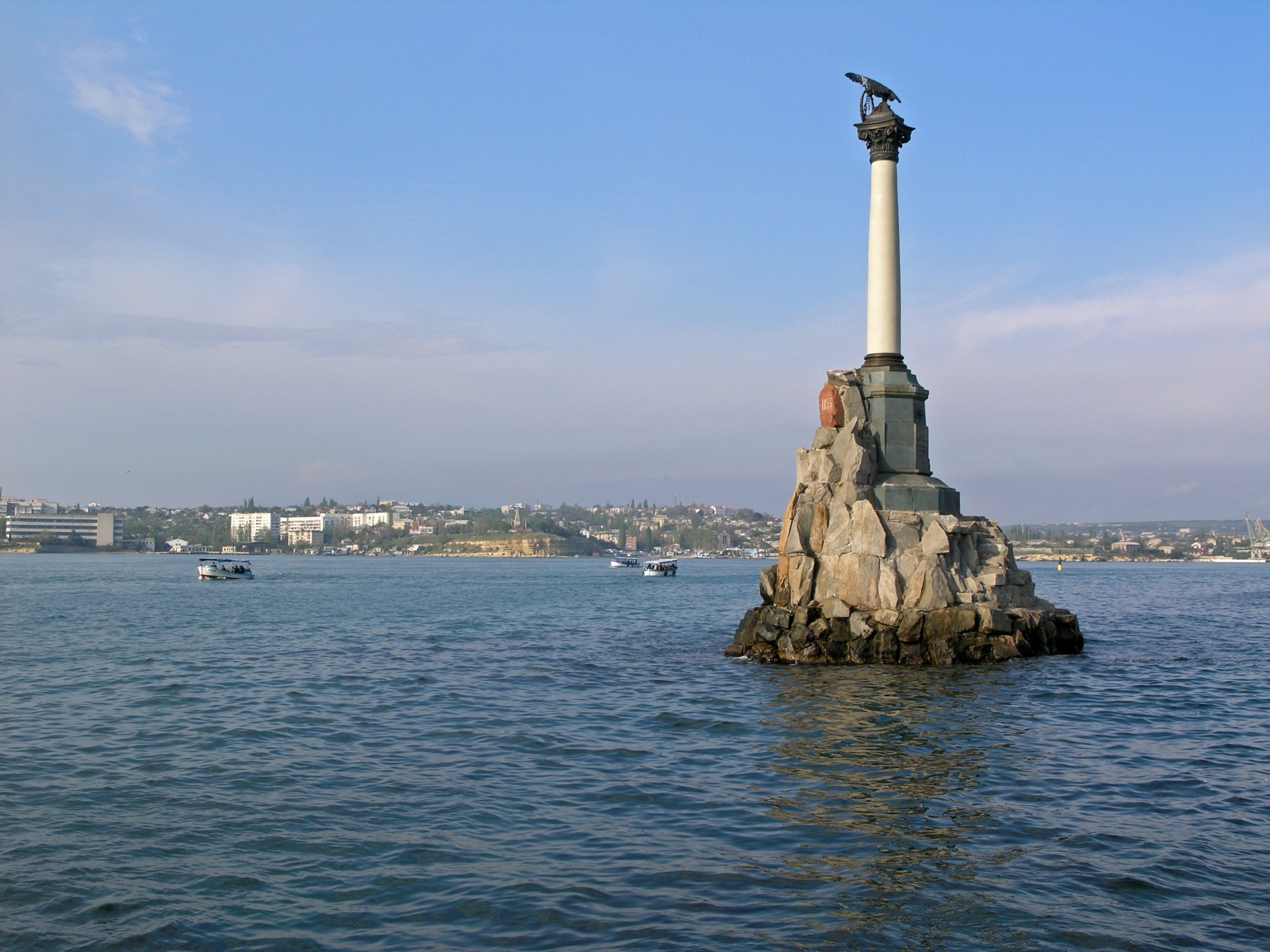 evastopol town hero water monument of sunken ships crimea russia