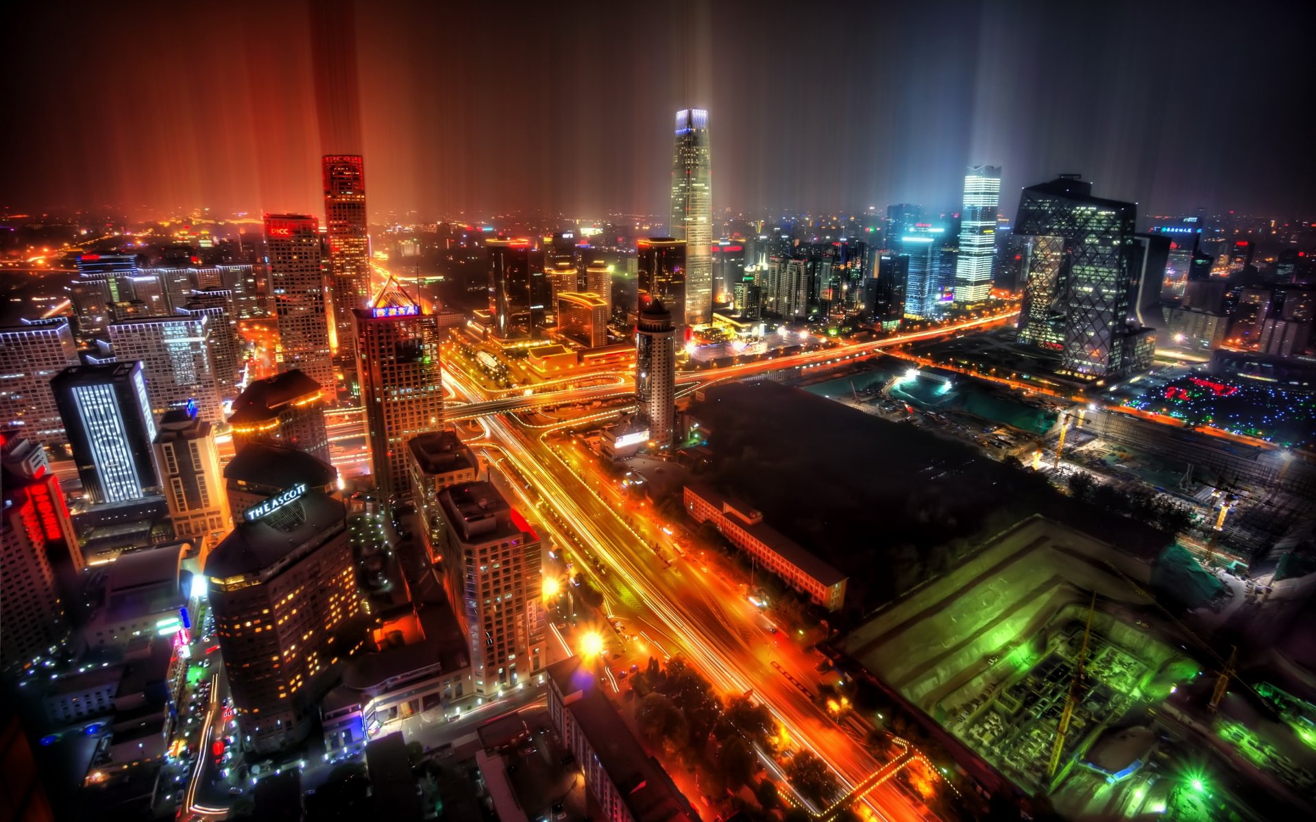 pékin chine métropole ville nuit gratte-ciel