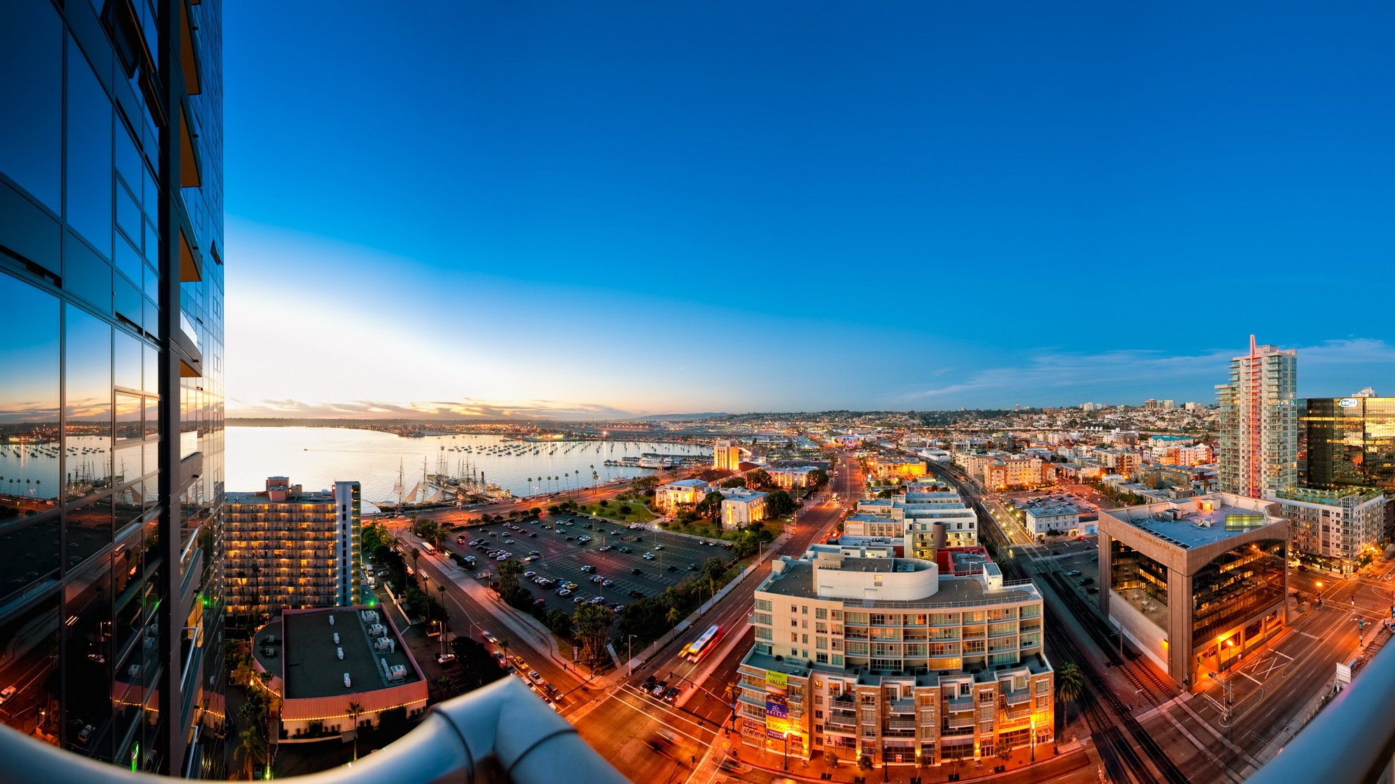 an diego city landscape street panorama evening