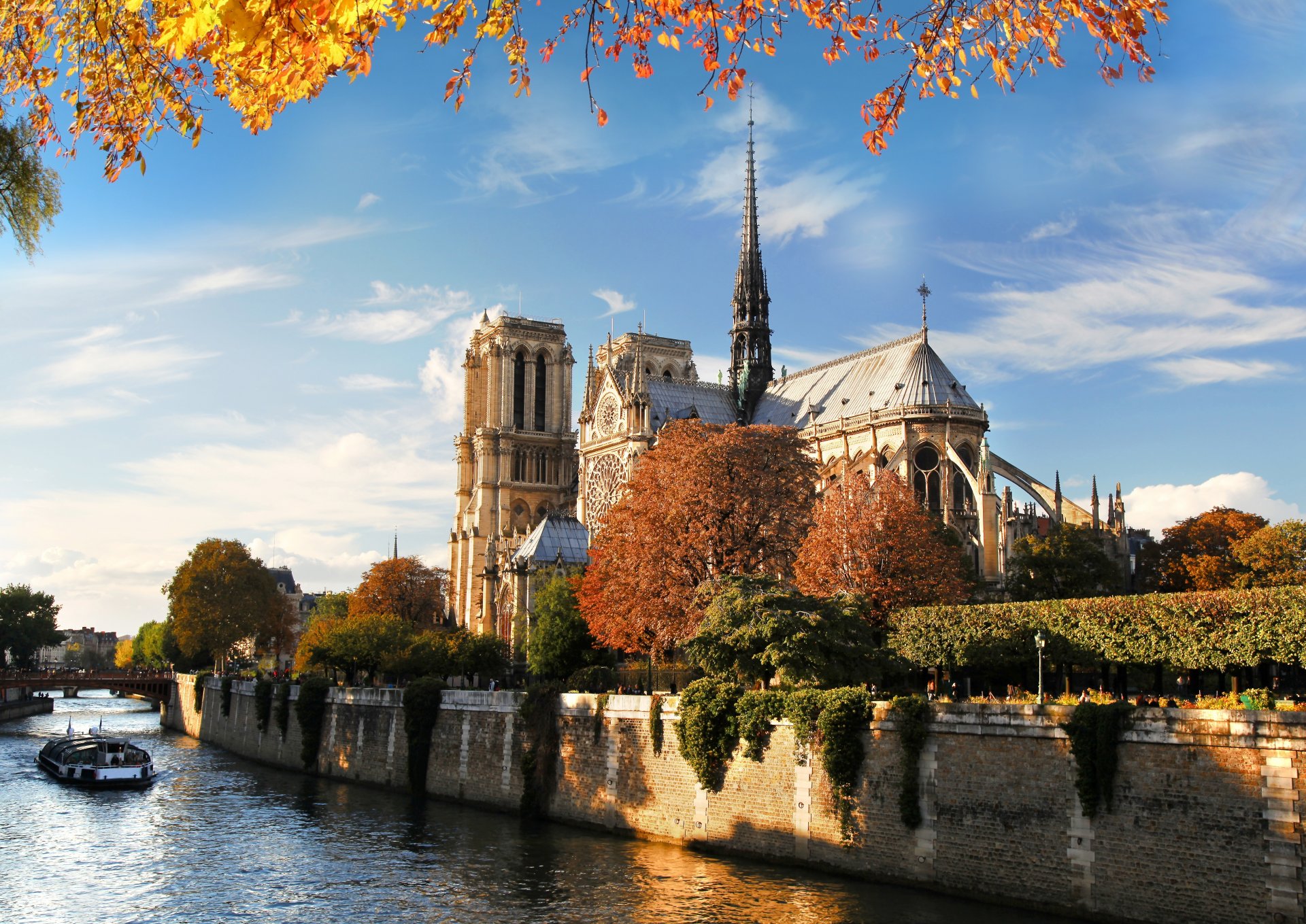 notre dame de paris notre dame de paris notre dame de paris francja paryż miasto rzeka sekwana most architektura natura jesień