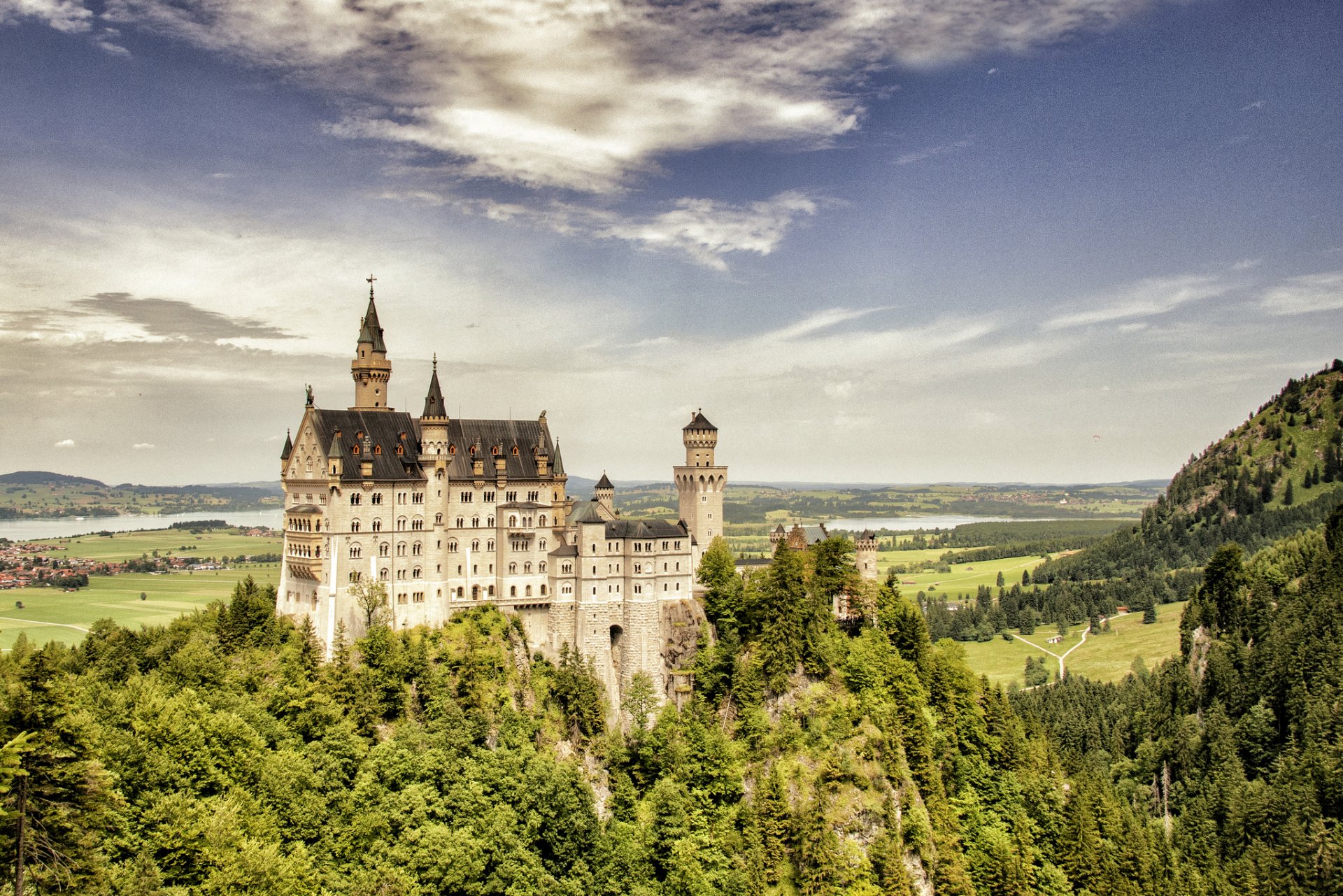 town germany southwest bayern munich castle neuschwanstein forest valley