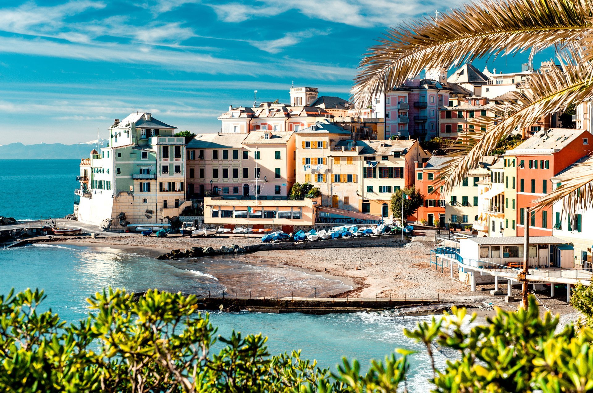 italy cinque terre cinque terre coast coast sea houses buildings trees pier boats nature landscape