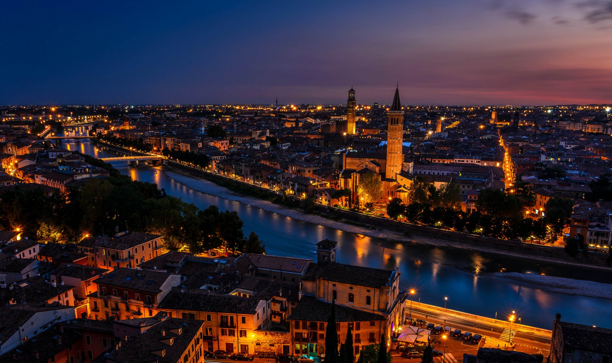 italia verona tramonto crepuscolo luci