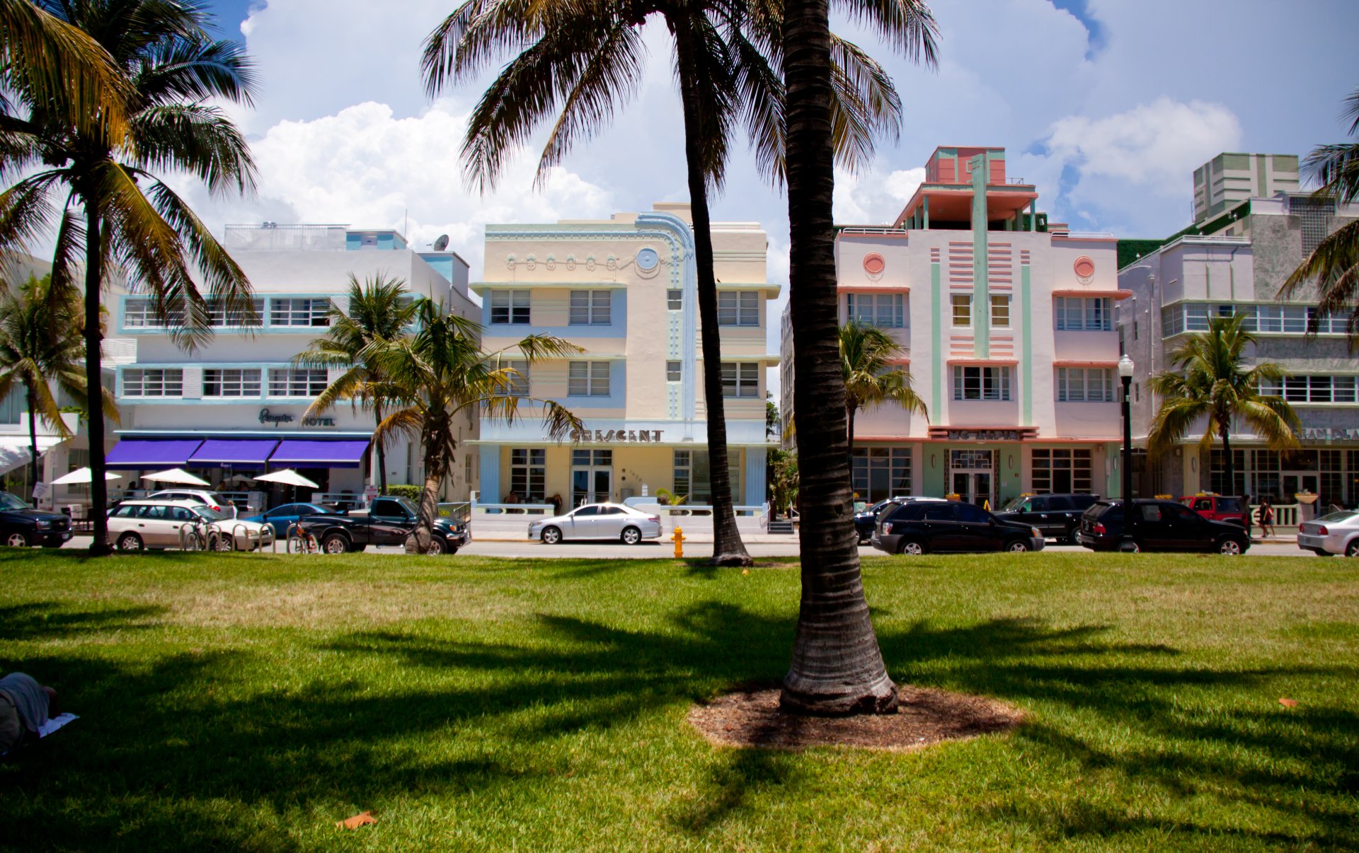 miami florida south beach palmen autos häuser hotels vize-stadt