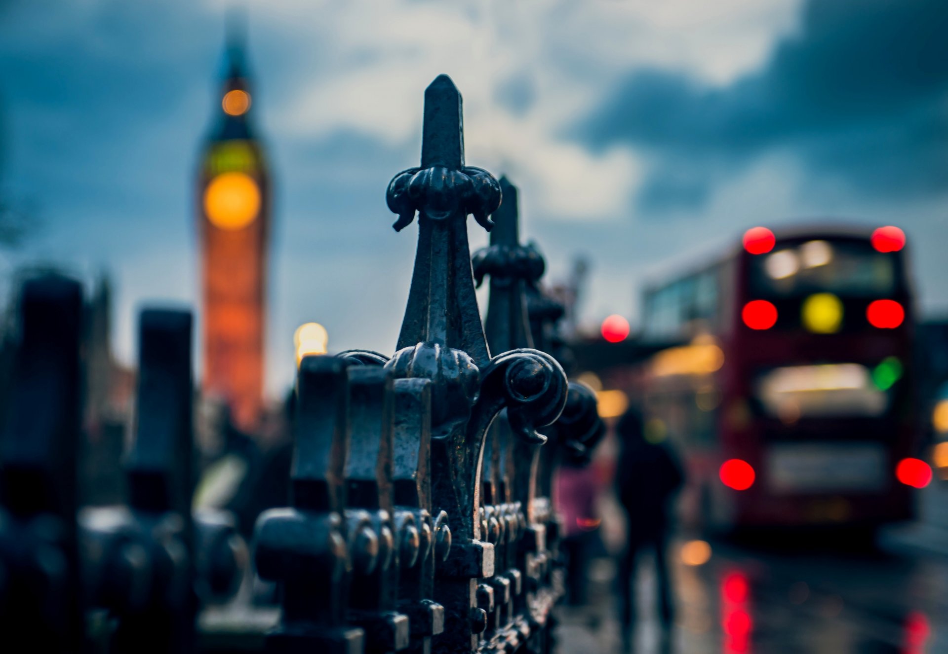 londres angleterre royaume-uni big ben big ben ville soirée bokeh macro clôture clôture clôture bus lumières personnes