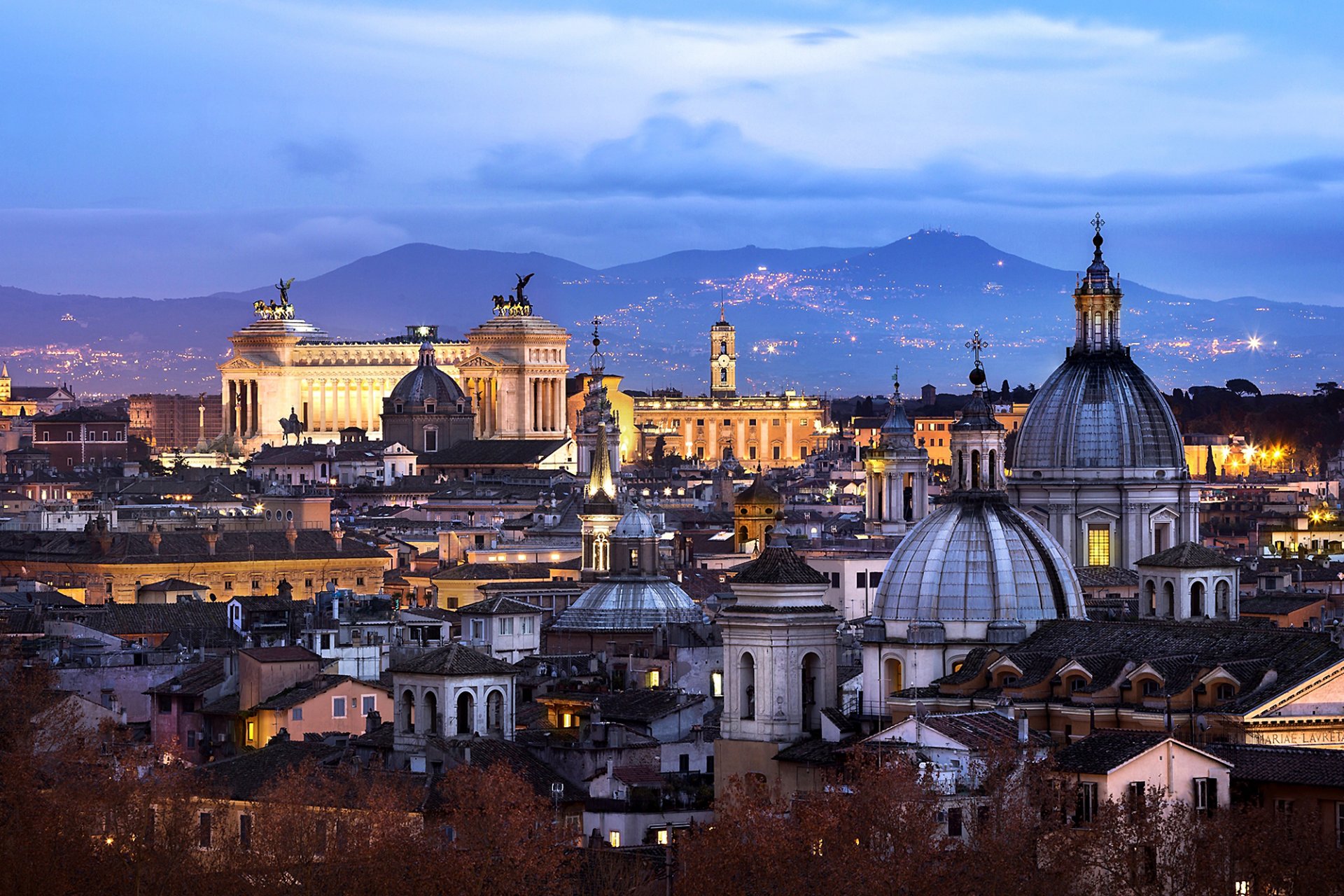 rom italien vatikanstadt architektur stadt panorama abend himmel häuser gebäude lichter