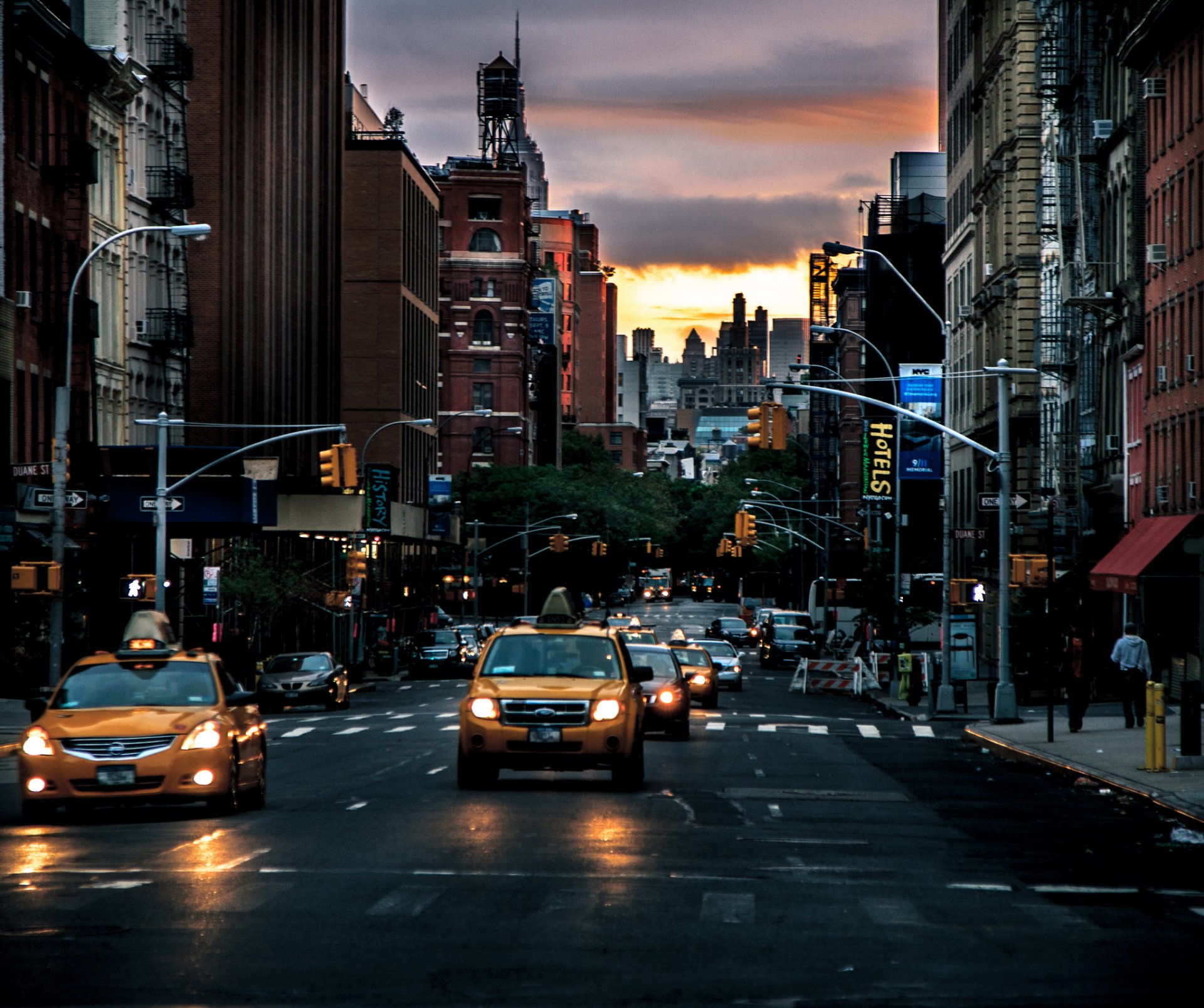 new york rue taxi aube