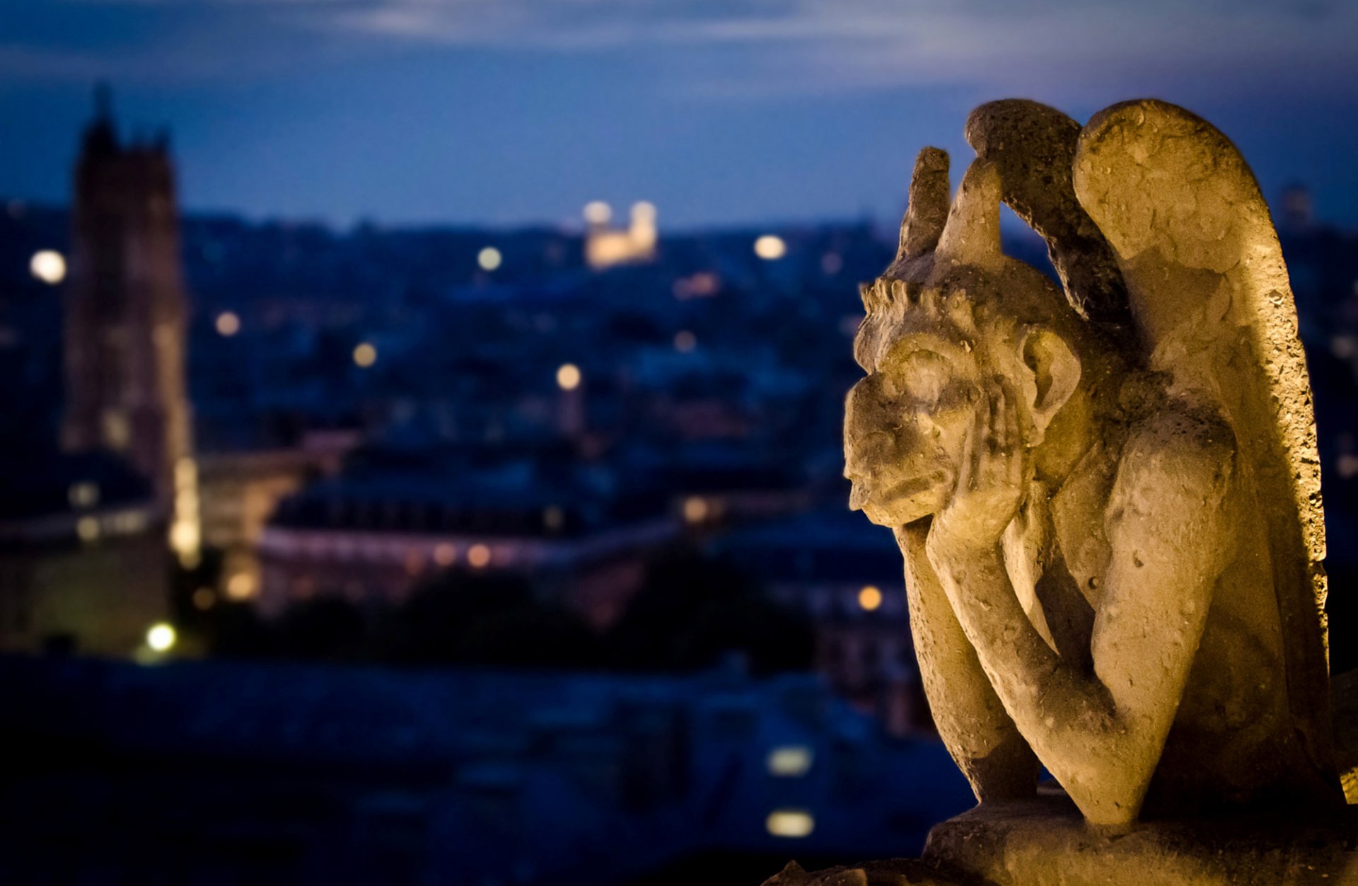 notre dame de paris france paris notre dame de paris notre dame cathedral gargouille gargoyle gargoyle sculpture city night blur