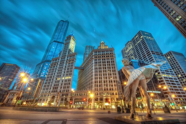 Die Stadt Chicago mit der Statue von Merlyn Monroe