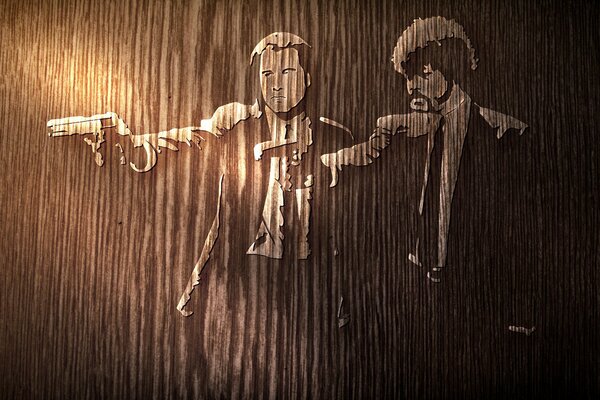 Dessin sur le mur avec des acteurs de Pulp fiction