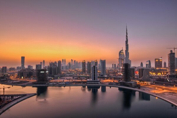 Dawn lights in Dubai