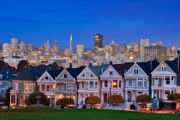 The landscape of San Francisco architecture on a bright summer day