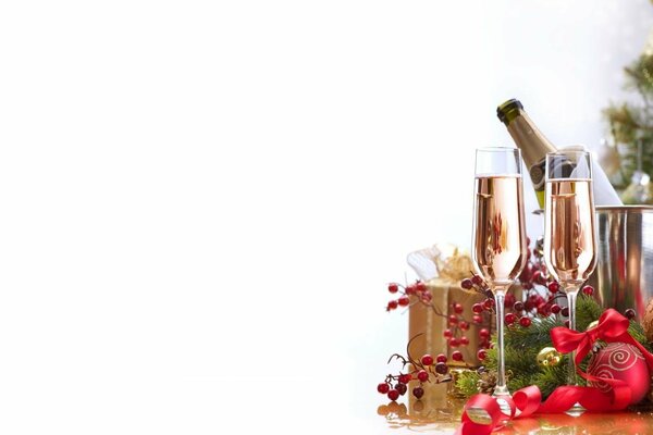 Motyw świąteczny na stronę, szampan, uczta