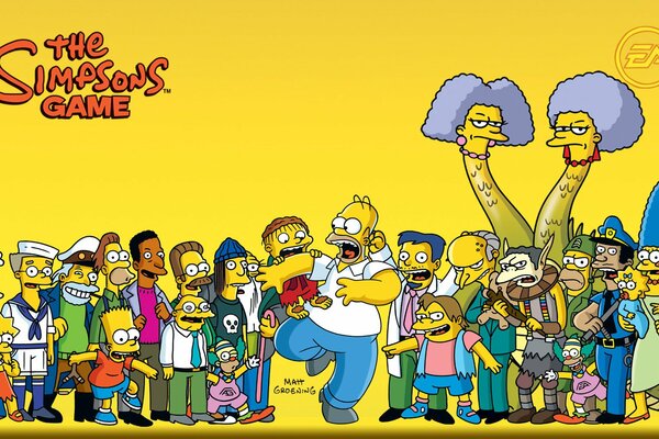 Fond d écran avec tous les personnages des Simpsons